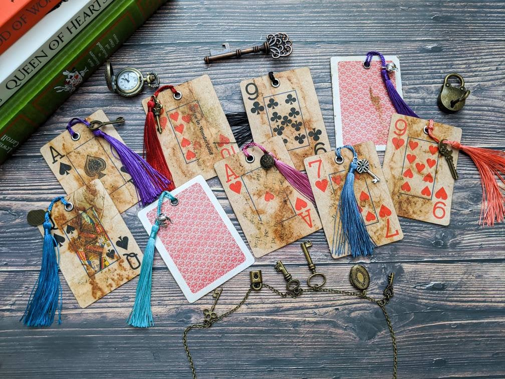 Red Alice in Wonderland Play Card Bookmarks