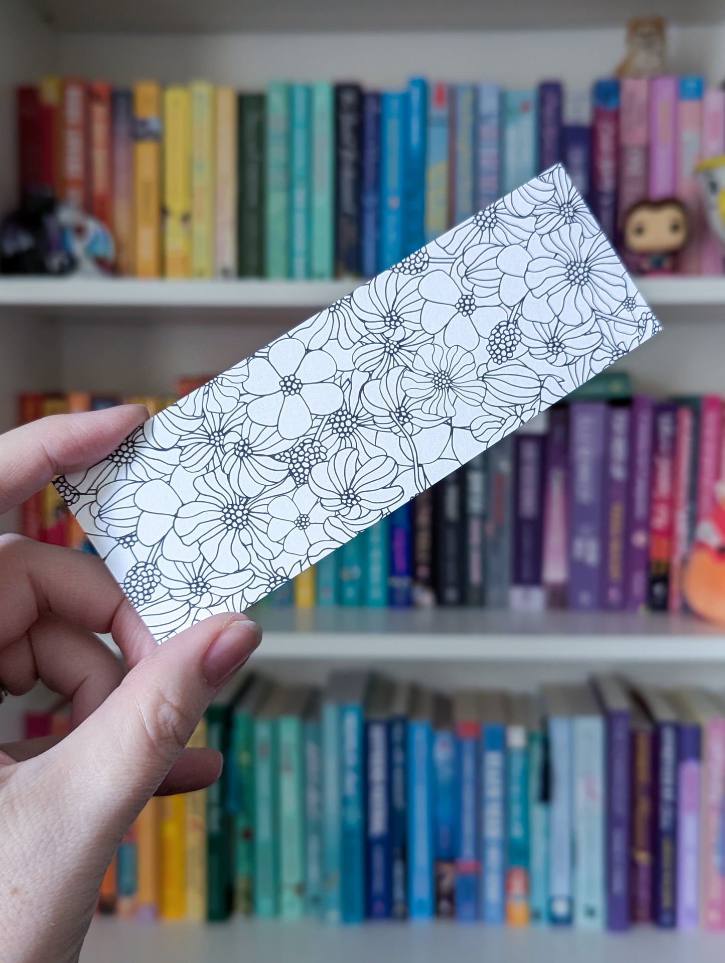 Black and White Floral Bookmark - Color Yourself