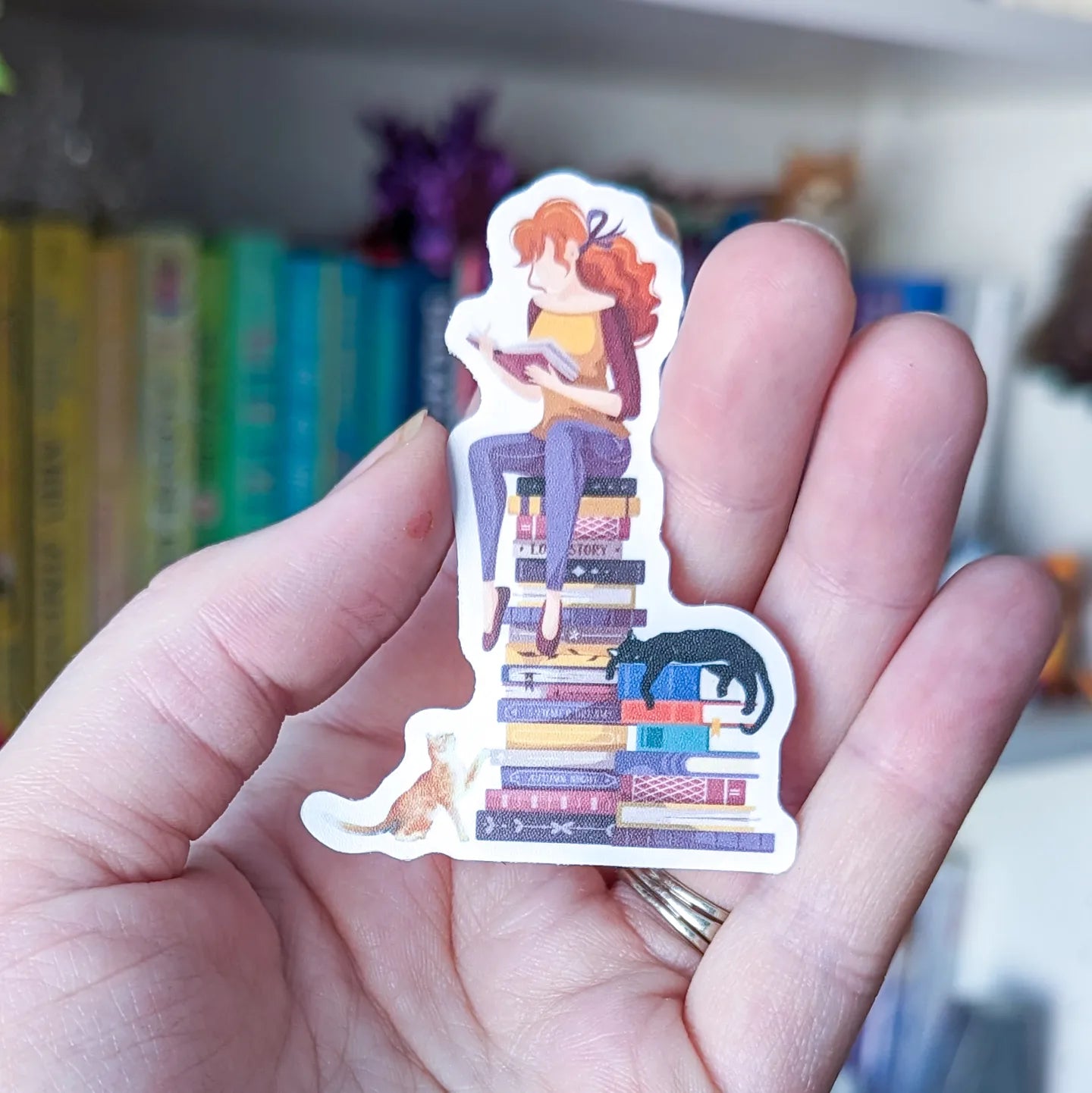 Book Stack Cats Stickers