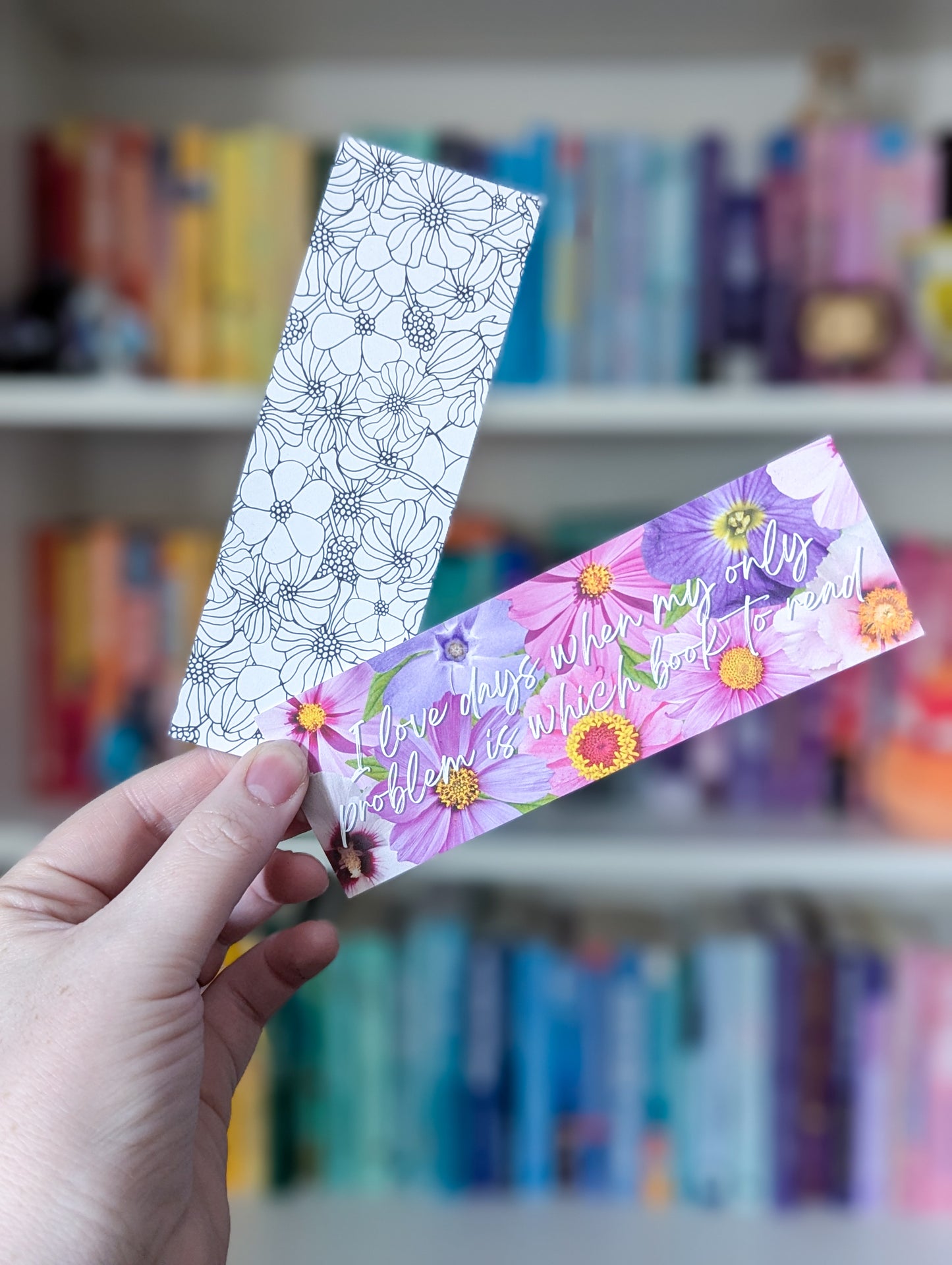 Black and White Floral Bookmark - Color Yourself